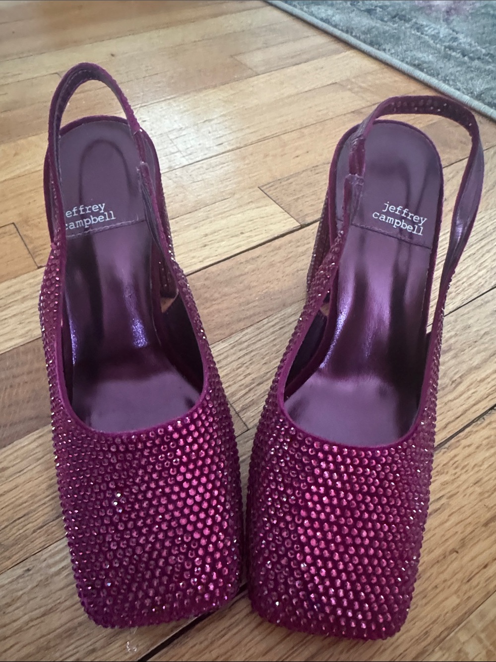 Jeffrey Campbell Fuchsia Crystal Embellished Slingback Heels